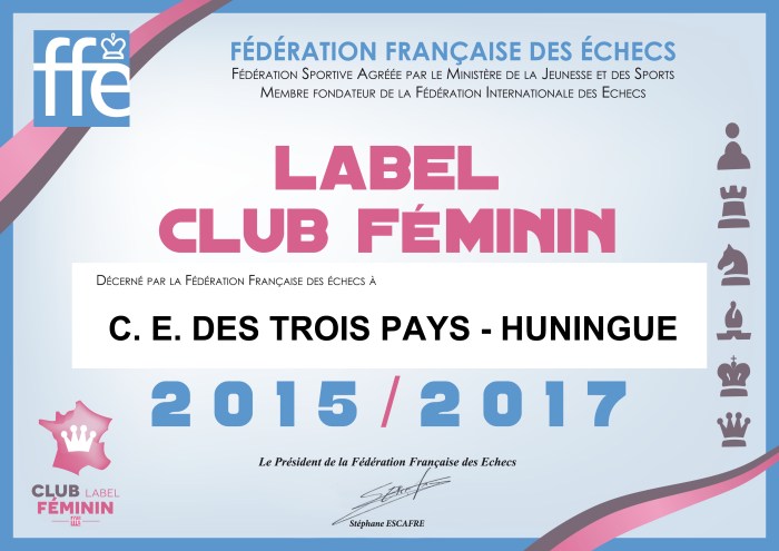 Diplôme LABEL CLUB FEMININ